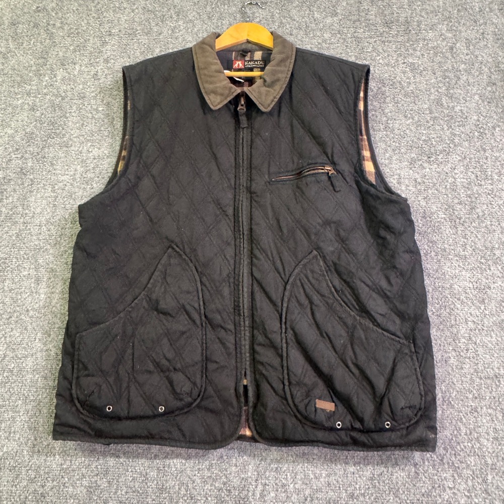 VTG Kakadu Cotton Vest Mens XL Black Patterned Fullzip 90s Y2K Embroidered